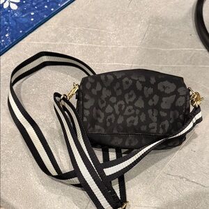 Stella & Dot Black Leopard Crossbody Bag